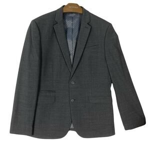 Nwot EXPRESS Blazer 42R Grey Wool Slim-Fit Double-Breasted Lined Long-Sleeve